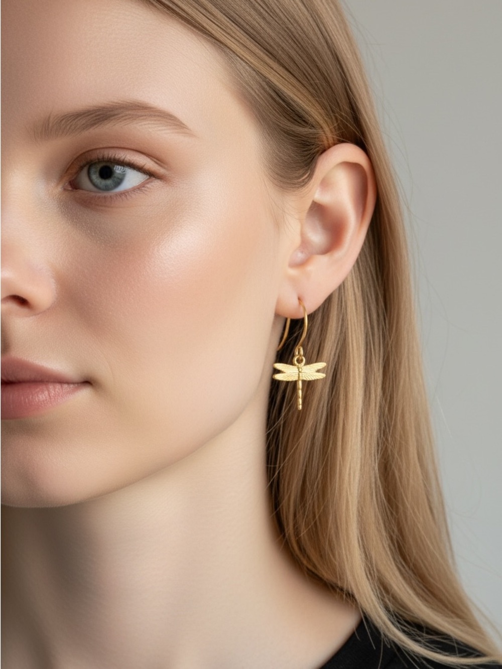 10/23 Gold Dragonfly Dangle Earrings - Women's Jewelry